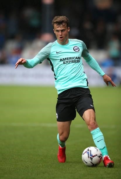 Solly March of Brighton during the pre-season friendly match between Luton Town and Brighton & Hove Albion at Kenilworth Road on July 31, 2021 in...