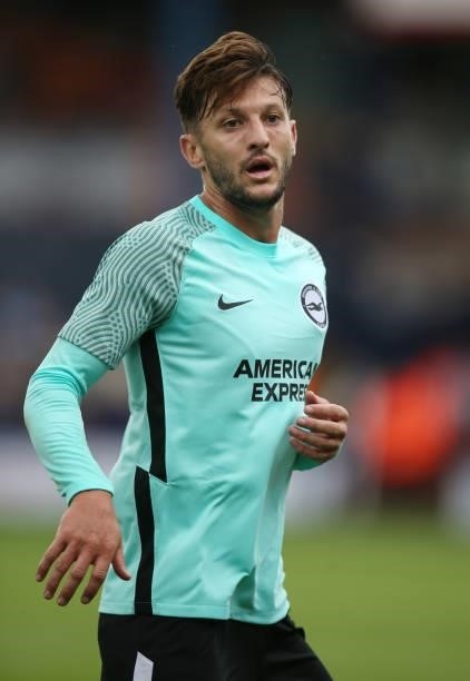Adam Lallana of Brighton during the pre-season friendly match between Luton Town and Brighton & Hove Albion at Kenilworth Road on July 31, 2021 in...