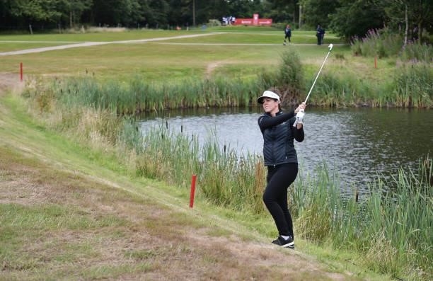 Emma Talley of USA plays her shot after losing a ball in the water hazard during Day Three of The ISPS HANDA World Invitational at Galgorm Spa & Golf...