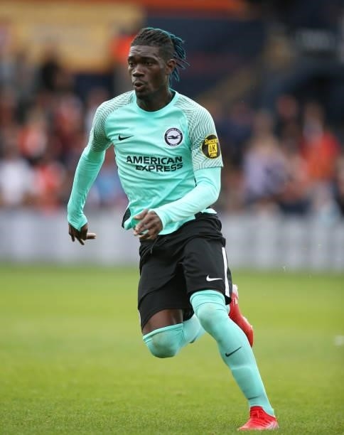 Yves Bissouma of Brighton during the pre-season friendly match between Luton Town and Brighton & Hove Albion at Kenilworth Road on July 31, 2021 in...