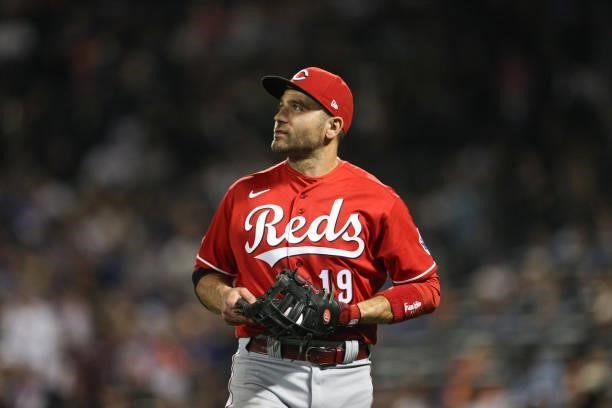 Joey Votto of the Cincinnati Reds is seen during the game between the Cincinnati Reds and the New York Mets at Citi Field on Friday, July 30, 2021 in...