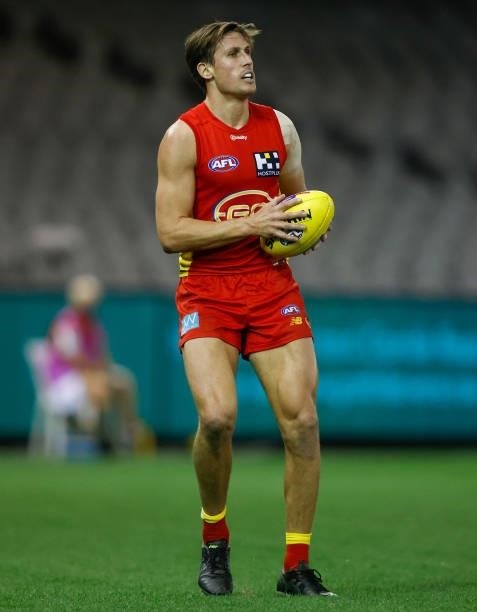 David Swallow of the Suns in action during the 2021 AFL Round 20 match between the Gold Coast Suns and the Melbourne Demons at Marvel Stadium on...