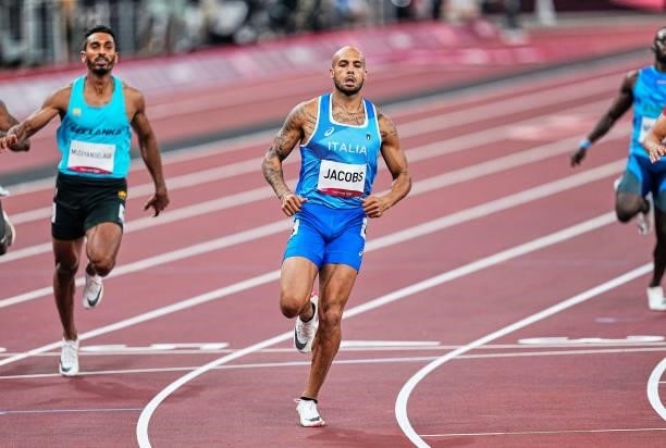 Akani Simbine during 100 meter for men at the Tokyo Olympics, Tokyo Olympic stadium, Tokyo, Japan on July 31, 2021.