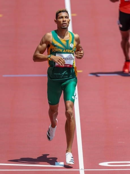 Wayde van Niekerk of South Africa, World and Olympic record holder in the mens 400m, runs in the heats in the mens 400m during the Athletics event on...