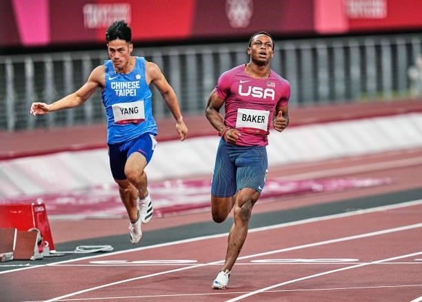 Akani Simbine during 100 meter for men at the Tokyo Olympics, Tokyo Olympic stadium, Tokyo, Japan on July 31, 2021.