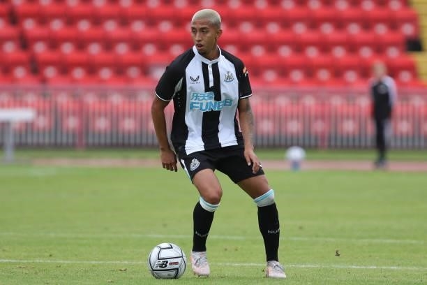 Rodrigo Vilca of Newcastle United in action during the Pre-season Friendly match between Gateshead and Newcastle United at the Gateshead...