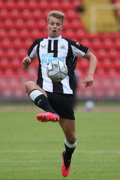 Niall Brockwell of Newcastle United in action during the Pre-season Friendly match between Gateshead and Newcastle United at the Gateshead...