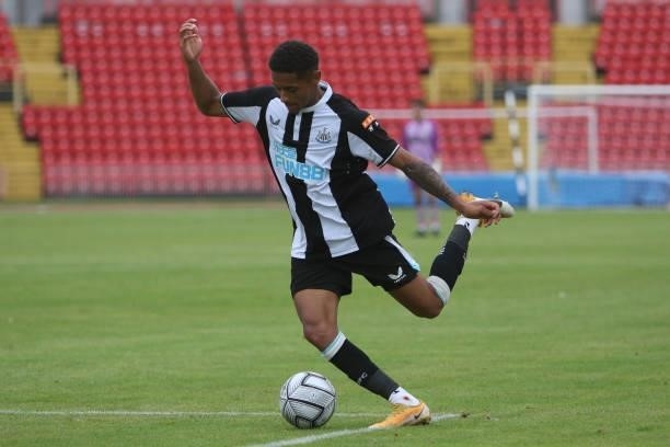 Adam Wilson of Newcastle United in action during the Pre-season Friendly match between Gateshead and Newcastle United at the Gateshead International...