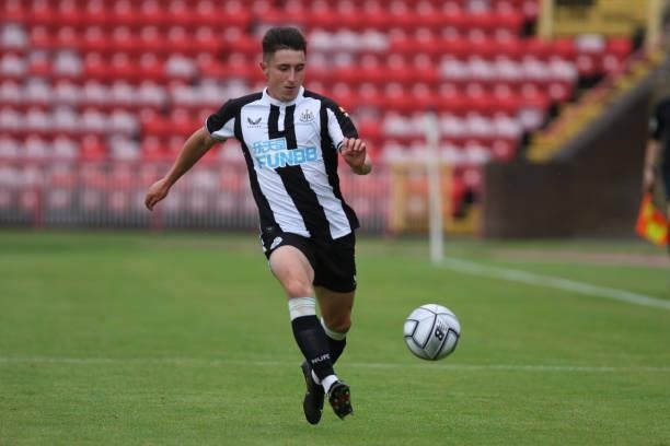 Dylan Stephenson of Newcastle United in action during the Pre-season Friendly match between Gateshead and Newcastle United at the Gateshead...