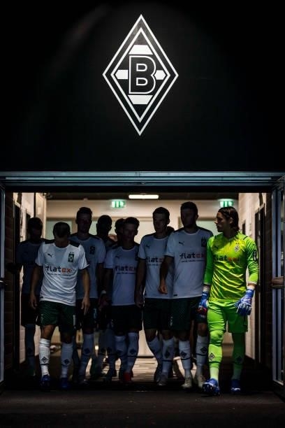 The Team of Borussia Moenchengladbach is seen during the Pre-Season match between Borussia Moenchengladbach and FC Groningen at Borussia-Park on July...