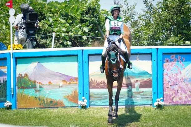 Sarah Ennis riding Woodcourt Garrison during the Eventing Cross Country Team and Individual at Sea Forest Cross-Country Course on August 1, 2021 in...