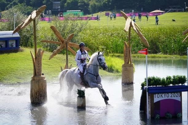Colleen Loach riding Qorry Blue d'Argouges during the Eventing Cross Country Team and Individual at Sea Forest Cross-Country Course on August 1, 2021...