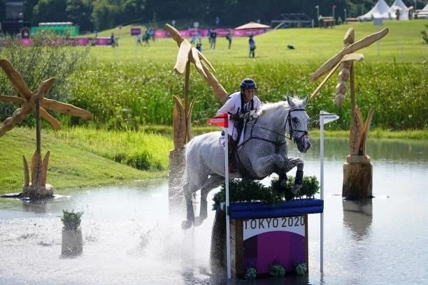 Colleen Loach riding Qorry Blue d'Argouges during the Eventing Cross Country Team and Individual at Sea Forest Cross-Country Course on August 1, 2021...