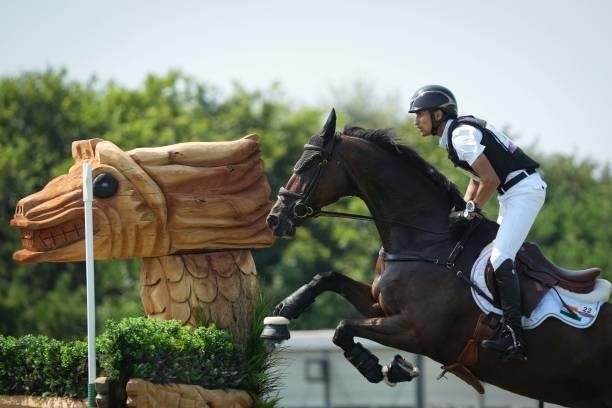 Fouaad Mirza riding Seigneur during the Eventing Cross Country Team and Individual at Sea Forest Cross-Country Course on August 1, 2021 in Tokyo,...