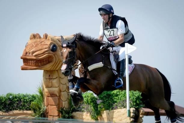 Phillip Dutton riding Z during the Eventing Cross Country Team and Individual at Sea Forest Cross-Country Course on August 1, 2021 in Tokyo, Japan.