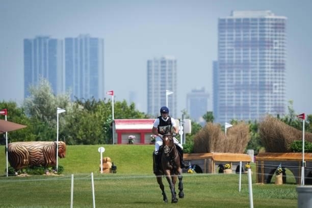 Miroslav Trunda riding Shutterflyke during the Eventing Cross Country Team and Individual at Sea Forest Cross-Country Course on August 1, 2021 in...