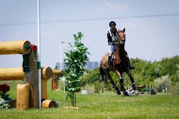 Karim Florent Laghouag riding Triton Fontaine during the Eventing Cross Country Team and Individual at Sea Forest Cross-Country Course on August 1,...