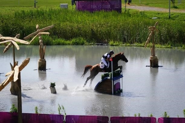 Peter T. Flarurp riding Fascination during the Eventing Cross Country Team and Individual at Sea Forest Cross-Country Course on August 1, 2021 in...