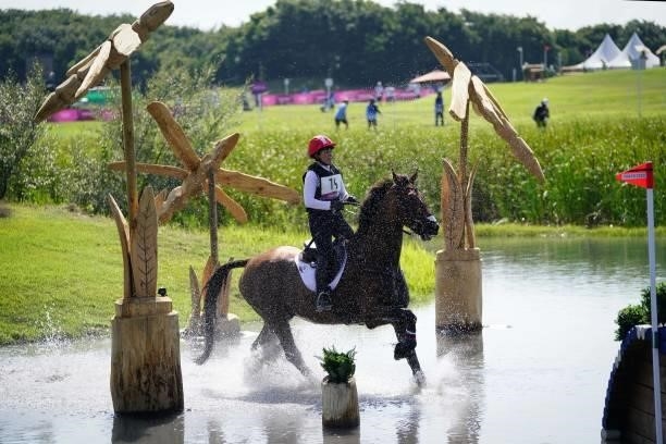 Lauren Billys riding Castle Larchfield Purdy during the Eventing Cross Country Team and Individual at Sea Forest Cross-Country Course on August 1,...