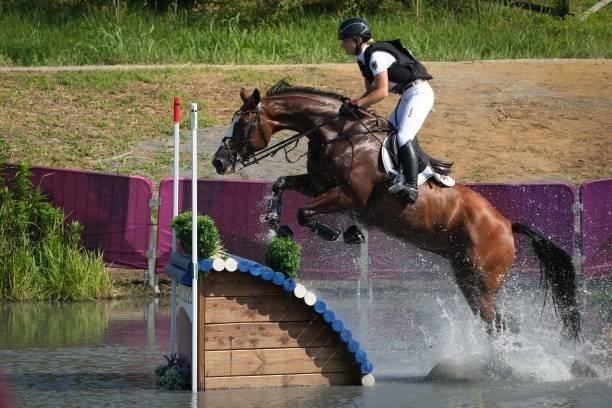 Julia Krajewski riding Amande de B'Neville during the Eventing Cross Country Team and Individual at Sea Forest Cross-Country Course on August 1, 2021...