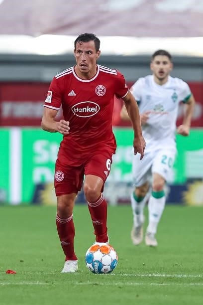 Edgar Prib of Fortuna Duesseldorf controls the Ball during the Second Bundesliga match between Fortuna Duesseldorf and SV Werder Bremen at Merkur...
