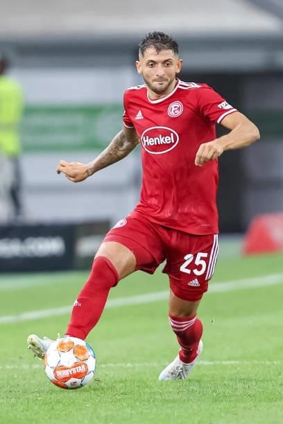 Matthias Zimmermann of Fortuna Duesseldorf controls the Ball during the Second Bundesliga match between Fortuna Duesseldorf and SV Werder Bremen at...