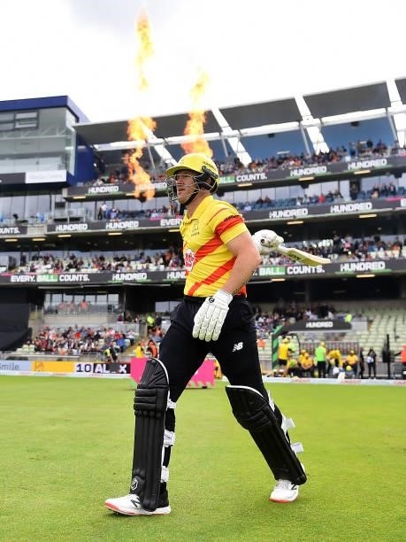 Arcy Short of the Trent Rockets walks out to bat during The Hundred match between Birmingham Phoenix Men and Trent Rockets Men at Edgbaston on August...