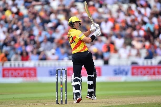 Arcy Short of the Trent Rockets in action during The Hundred match between Birmingham Phoenix Men and Trent Rockets Men at Edgbaston on August 01,...