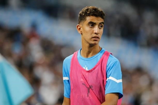Oussama TARGHALLINE of Marseille during the friendly football match between Marseille and Villarreal at Orange Velodrome on July 31, 2021 in...