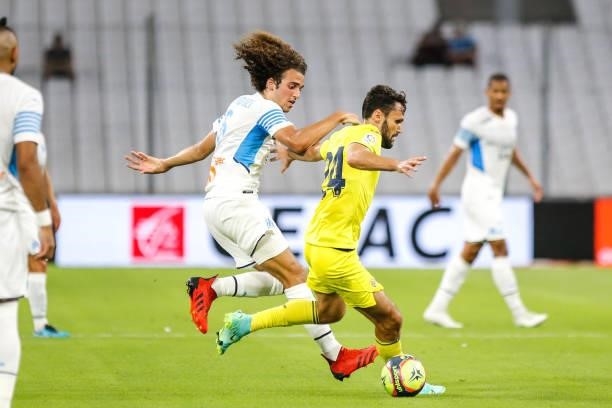 Matteo GUENDOUZI of Marseille and Alfonso PEDRAZA of Villarreal during the friendly football match between Marseille and Villarreal at Orange...