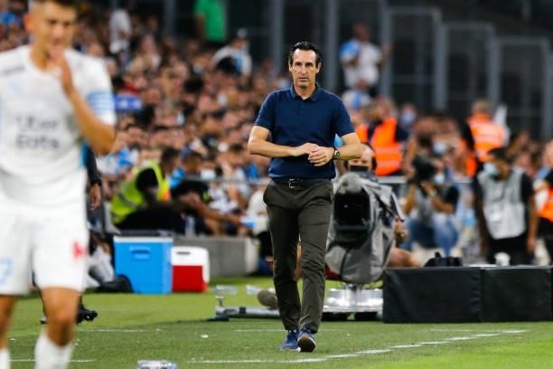 Unai EMERY head coach of Villarreal during the friendly football match between Marseille and Villarreal at Orange Velodrome on July 31, 2021 in...