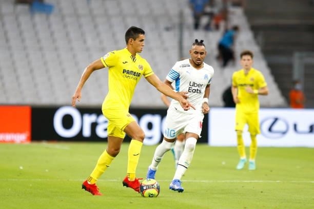 Aissa MANDI of Villarreal and Dimitri PAYET of Marseille during the friendly football match between Marseille and Villarreal at Orange Velodrome on...