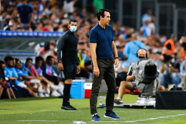 Unai EMERY head coach of Villarreal during the friendly football match between Marseille and Villarreal at Orange Velodrome on July 31, 2021 in...