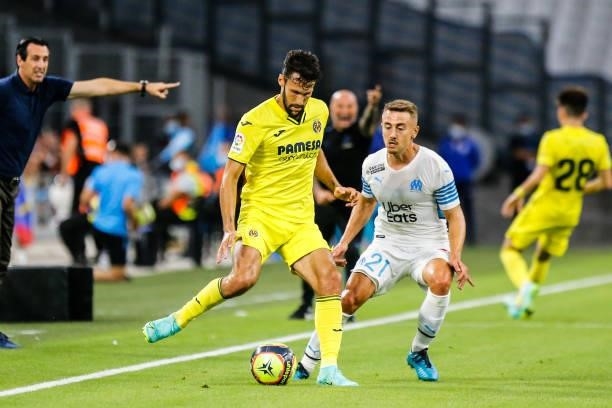 Alfonso PEDRAZA of Villarreal and Valentin RONGIER of Marseille during the friendly football match between Marseille and Villarreal at Orange...