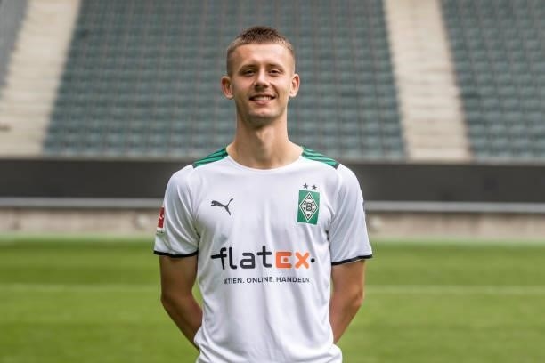 Torben Muesel pose during the Team Presentation of Borussia Moenchengladbach at Borussia-Park on August 01, 2021 in Moenchengladbach, Germany.