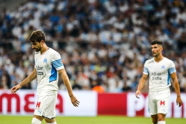 Luan PERES and Alvaro GONZALEZ of Marseille during the friendly football match between Marseille and Villarreal at Orange Velodrome on July 31, 2021...