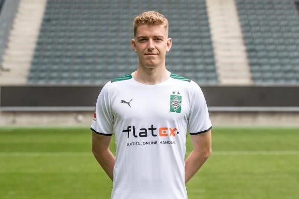 Andreas Poulsen pose during the Team Presentation of Borussia Moenchengladbach at Borussia-Park on August 01, 2021 in Moenchengladbach, Germany.