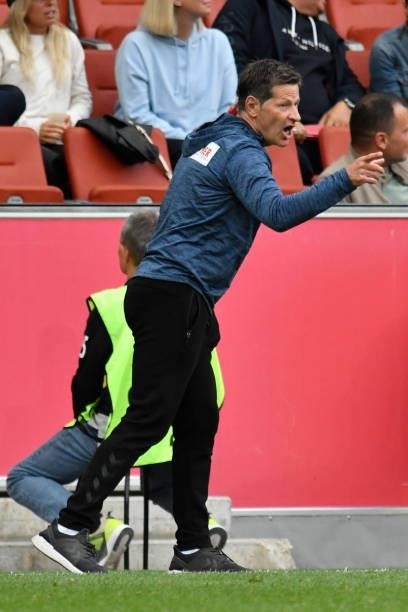 Head coach Andreas Heraf of Ried during the Admiral Bundesliga match between FC Red Bull Salzburg and SV Guntamatic Ried at Red Bull Arena on August...