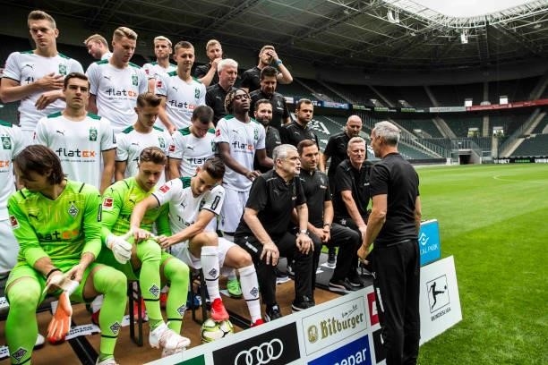 General view during the Team Presentation of Borussia Moenchengladbach at Borussia-Park on August 01, 2021 in Moenchengladbach, Germany.
