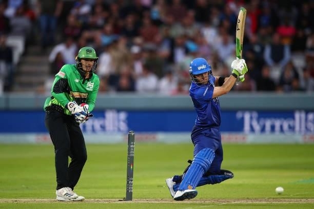 Josh Inglis of the London Spirit in action during The Hundred match between London Spirit Men and Southern Brave Men at Lord's Cricket Ground on...