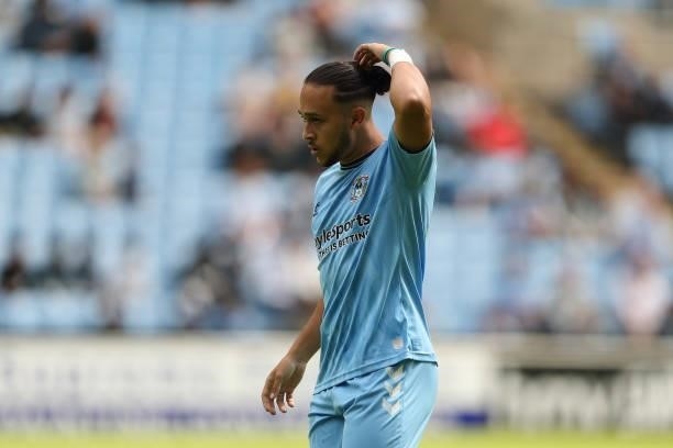 Jordi Jones of Coventry City during the pre season friendly between Coventry City and Wolverhampton Wanderers at Coventry Building Society Arena on...