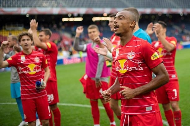 Antoine Bernede of FC Red Bull Salzburg after the Admiral Bundesliga match between FC Red Bull Salzburg and SV Ried at on August 1, 2021 in Salzburg,...