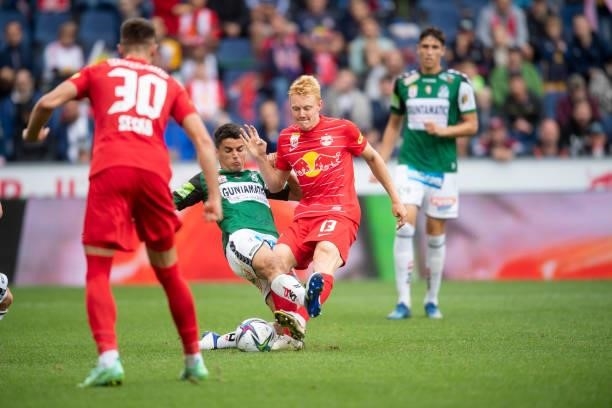 Nicloas Seiwald of FC Red Bull Salzburg during the Admiral Bundesliga match between FC Red Bull Salzburg and SV Ried at on August 1, 2021 in...