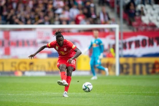 Oumar Solet of FC Red Bull Salzburg during the Admiral Bundesliga match between FC Red Bull Salzburg and SV Ried at on August 1, 2021 in Salzburg,...