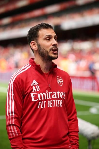 Aaron D'Antino the Arsenal Assistant coach during the Women Pre Season Friendly between Arsenal and Chelsea at Emirates Stadium on August 1, 2021 in...