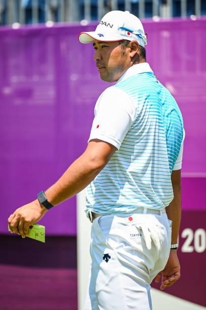 Hideki Matsuyama of Team Japan during the final round of Mens Individual Stroke Play Golf on day nine of the Tokyo 2020 Olympic Games on the East...