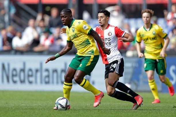Leroy George of ADO Den Haag, Naoufal Bannis of Feyenoord during the Club Friendly match between Feyenoord v ADO Den Haag at the Stadium Feijenoord...