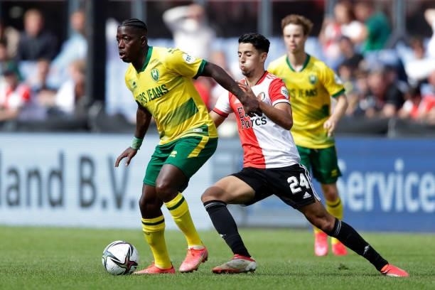 Leroy George of ADO Den Haag, Naoufal Bannis of Feyenoord during the Club Friendly match between Feyenoord v ADO Den Haag at the Stadium Feijenoord...