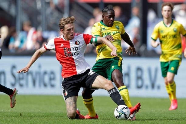 Wouter Burger of Feyenoord, Leroy George of ADO Den Haag during the Club Friendly match between Feyenoord v ADO Den Haag at the Stadium Feijenoord on...