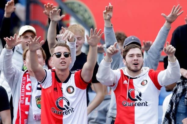 Supporters of Feyenoord during the Club Friendly match between Feyenoord v ADO Den Haag at the Stadium Feijenoord on August 1, 2021 in Rotterdam...